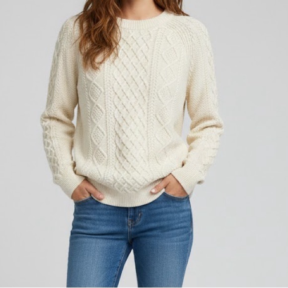 J. Crew Sweaters - J. Crew Cream Cable Knit Pullover Sweater Small